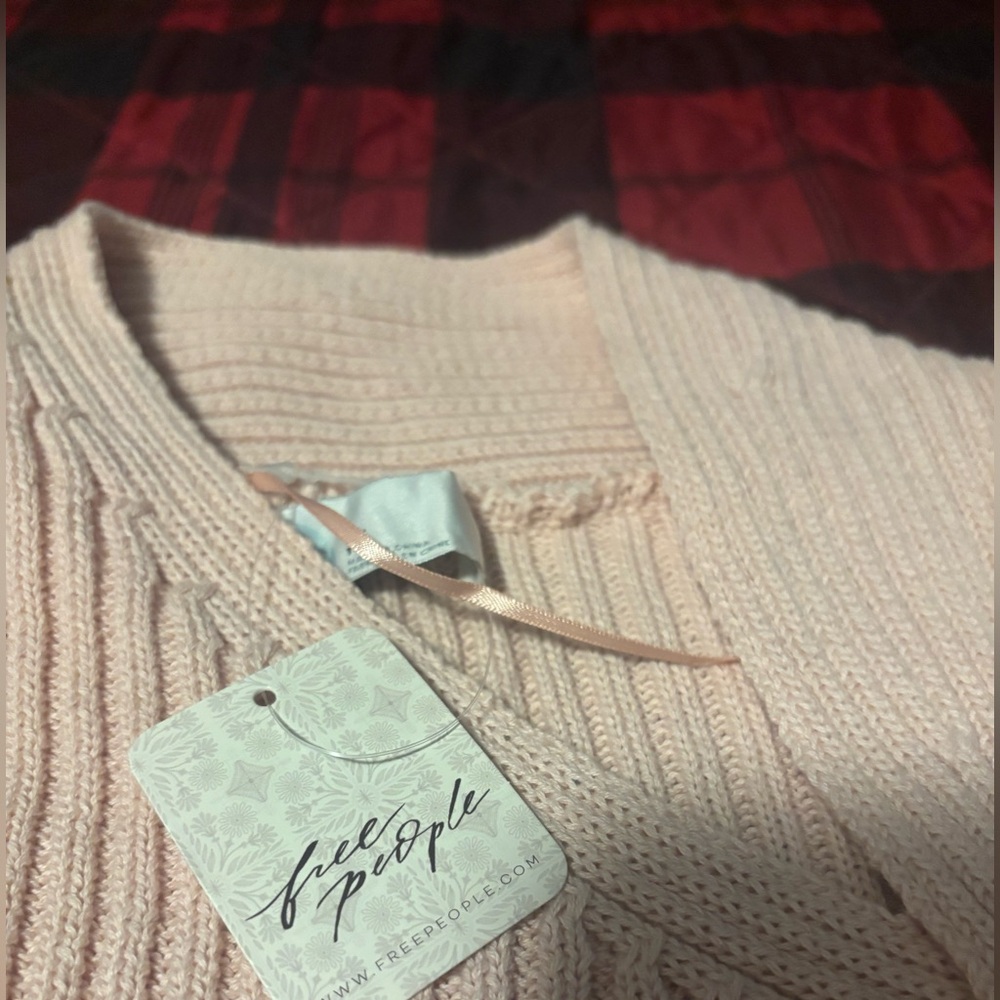 Free People Ribbed Knit Dress – Soft Pink, XL, 100% Cotton, Long Sleeve - Picture 5 of 7